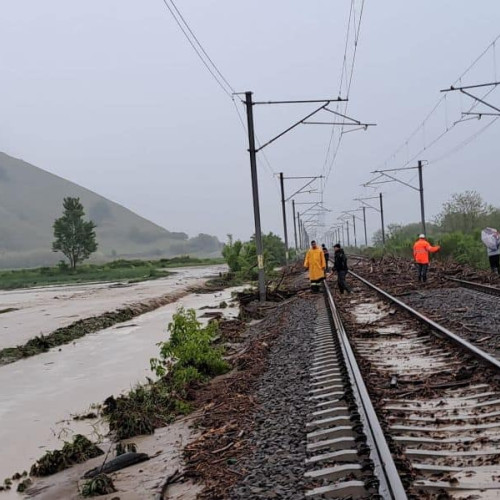 Trafic feroviar oprit între Valea Lungă și Copșa Mică după o viitură puternică