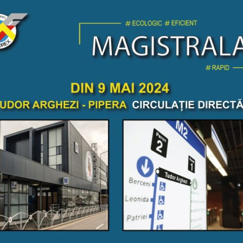 Magistrala 2, circulaţie directă între Pipera și Tudor Arghezi începând de joi, anunţă Metrorex