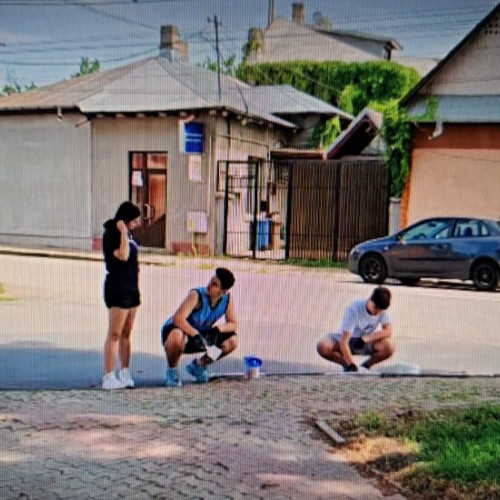 Tinerii din Giurgiu își demonstrează implicarea prin acțiunea de înfrumusețare a spațiului verde de pe strada Păcii, rond Orient.