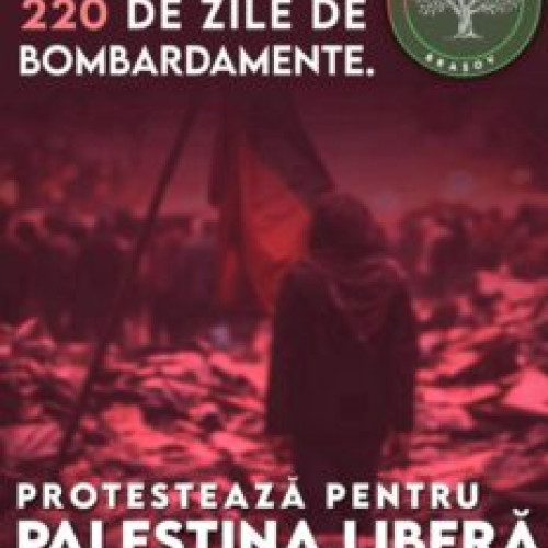 Solidaritate pentru Palestina la un miting în Piața Sfatului din Brașov