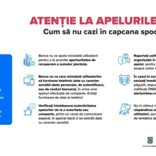 Atentie pentru cetateni: Cresterea fraudei telefoanelor prin spoofing din partea pretendatilor functionari bancari