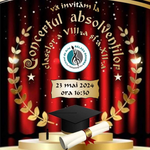 Concertul de absolvire al elevilor de clasa a VIII-a și a XII-a de la Liceul de Arte din Târgoviște, susținut în Amfiteatrul George Enescu