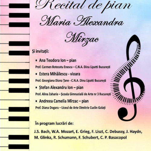 Debutul tinerilor artiști din Galați și București va avea loc într-un recital de pian la Centrul Cultural Dunărea de Jos