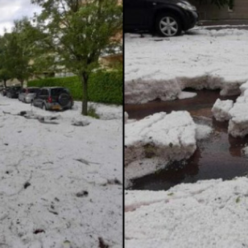 Strat de 30 de centimetri de grindină pe străzi din Franța. Într-o localitate din Olanda, din toalete a răbufnit gheață (VIDEO)