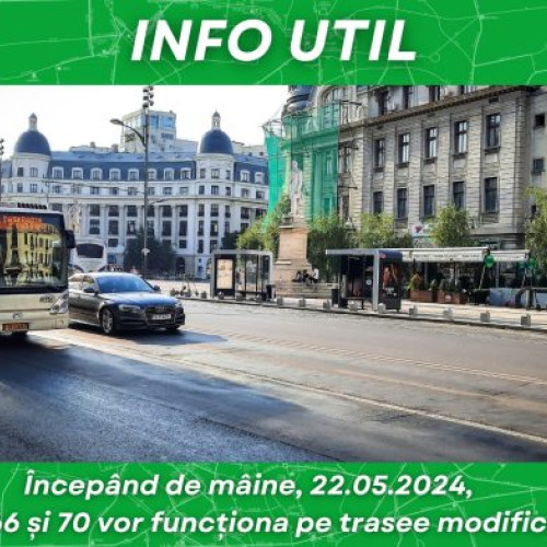 Modificări în traseele liniilor 66 și 70 de troleibuz din zona "Vasile Pârvan" începând de miercuri.