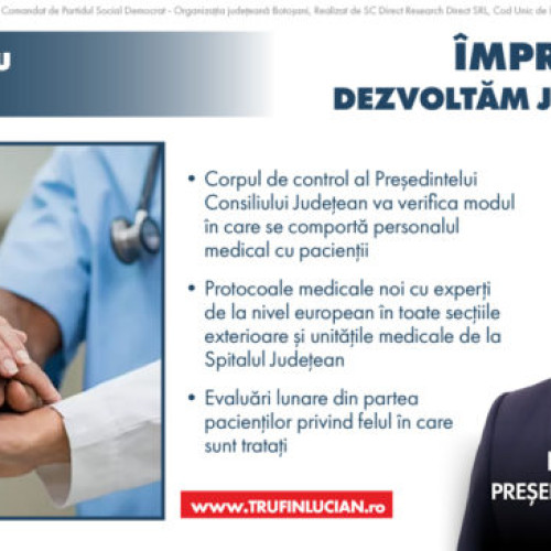 Lucian Trufin, candidatul PSD, vrea să aducă schimbări în sistemul medical din Botoșani prin programul "RESPECT PENTRU PACIENȚI
