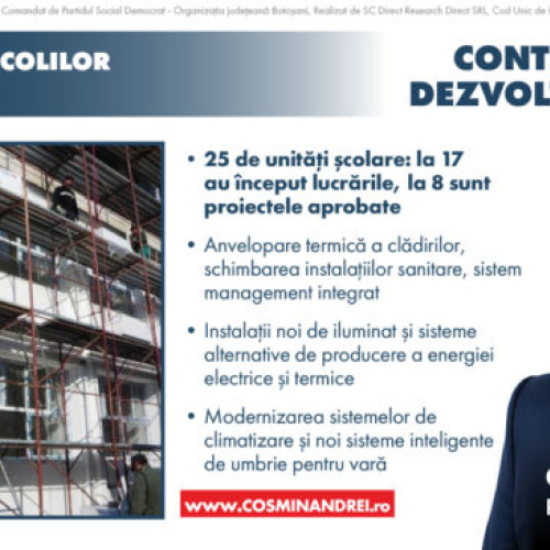 Program major de investiții în administrația Cosmin Andrei: 50 milioane de euro în 3 ani și jumătate pentru educație
