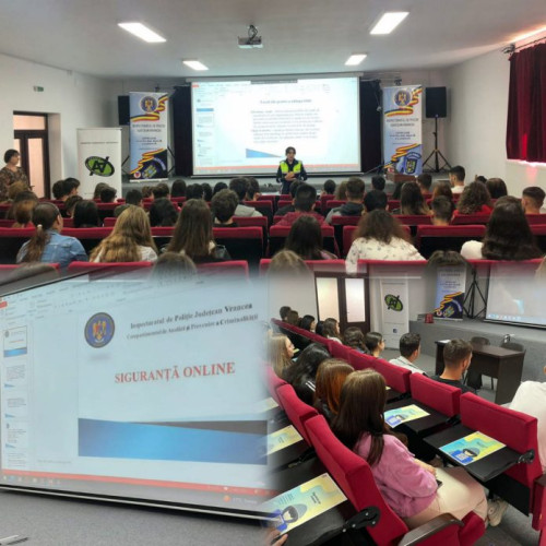 Politiștii informează și împiedică infracțiunile online în cadrul unei campanii de siguranță "Online Safe" prin organizarea unui eveniment în școli. Elevii din liceu învață despre protecția datelor și sfaturi privind evitarea atacurilor cibernetice și a pornografiei infantile.