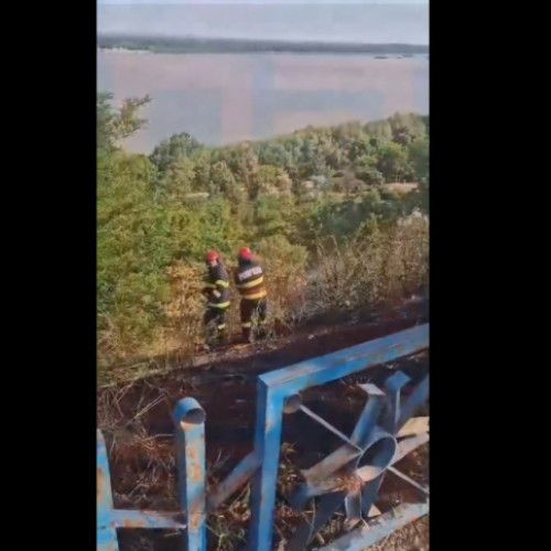 Incendiu pe Faleza Dunării, posibil provocat de o țigară aruncată în vegetația uscată de un trecător
