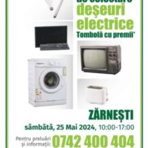 Colectarea deșeurilor electrice, sâmbătă la Zărnești - câștigă premii și protejează mediul!