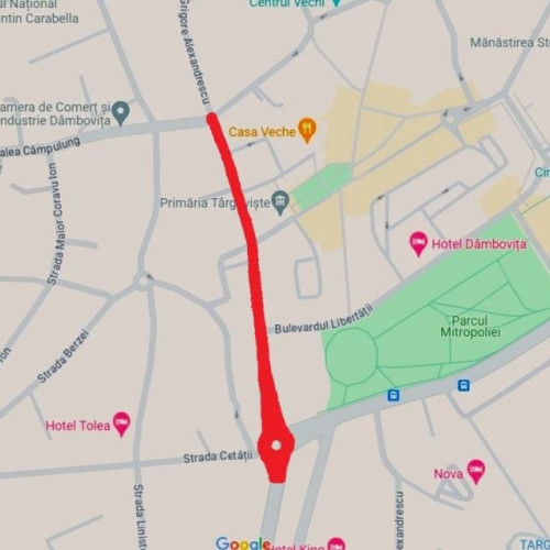 Închidere temporară a traficului pe Strada Poet Grigore Alexandrescu din Târgoviște pentru lucrări de asfaltare