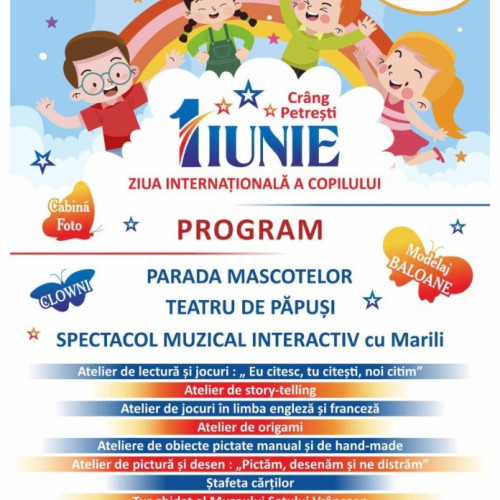 Ziua Copilului, distracție și bucurie la Crângul Petrești! Parada Mascotelor, teatru de păpuși și ateliere creative pentru copii!