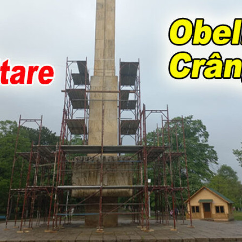 Restaurarea obeliscului din Crâng, inițiată recent, implică cheltuieli importante și lucrări de intervenție artistice pe o suprafață extinsă.