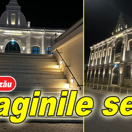 Vizualizări frumoase la Bazar, unde se lucrează la modernizarea Primăriei Buzău. Sistemul de iluminare a fost testat de muncitori: Noile proiecte de infrumusetare din orașul Buzău sunt în program accelerat.