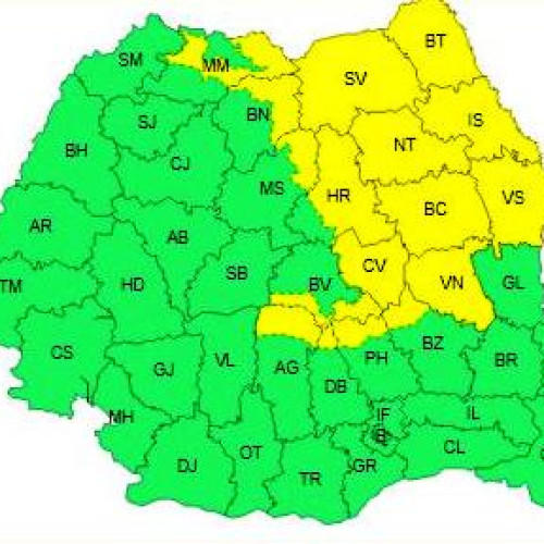 Avertisment de cod galben pentru ploi în Vrancea