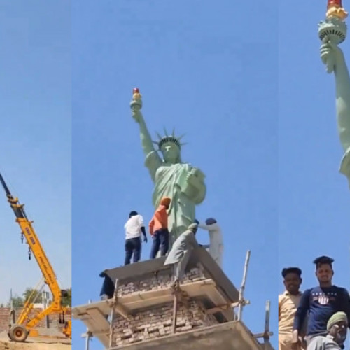 Indianul care și-a pus o replică a Statuii Libertății de peste 5 metri pe acoperișul casei sale din Punjab a devenit viral. Aflați cine este proprietarul și care este motivul pentru care a creat acest simbol.