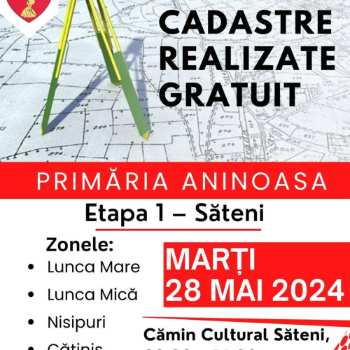 Cadastrarea gratuită a proprietăților din Aninoasa, realizată prin Programul Național de Cadastru și Carte Funciară!