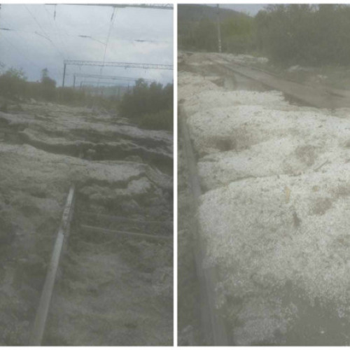 Blocată circulația trenurilor între Brașov și Sighișoara din cauza grindinei