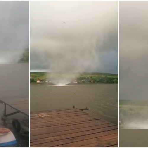 Tromba spectaculoasă pe Lacul Mărinești din Cluj