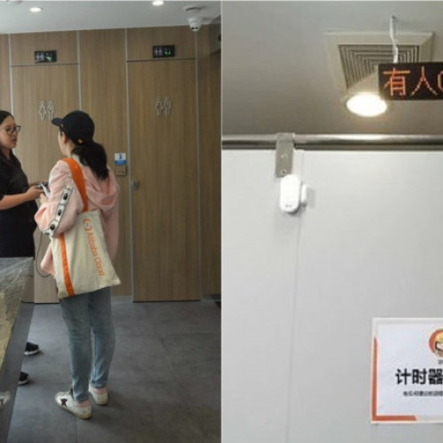 Cronometre digitale în toaletele de la Grotele Budiste Yungang