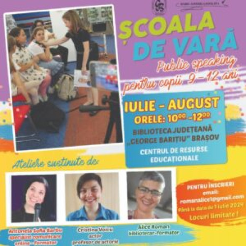 Biblioteca Județeană „George Barițiu” Brașov lansează Școala de vară de Public Speaking