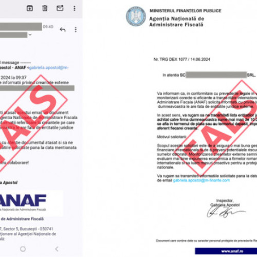 ANAF avertizează cu privire la mesaje false trimise în numele instituției