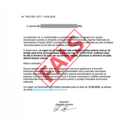 Campanie de mesaje false în numele ANAF