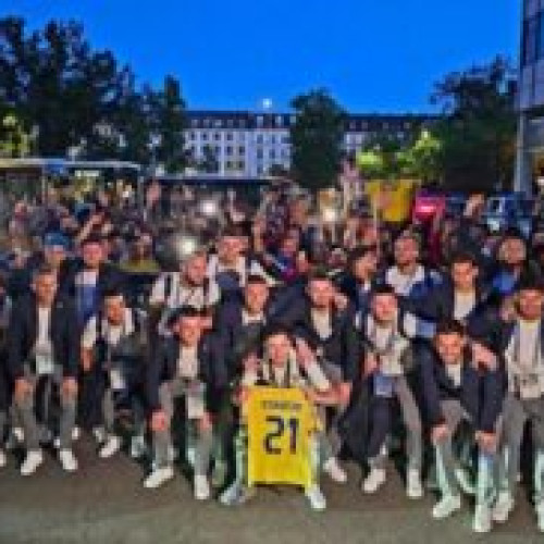 Echipa Națională a României primită în glorie la Wurzburg după victoria împotriva Ucrainei