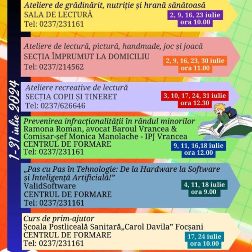 Programul "BiblioVacanta" se pregătește pentru o nouă ediție la Biblioteca Județeană "Duiliu Zamfirescu" Vrancea