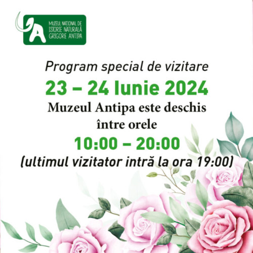 Program special de vizitare la Muzeul Național de Istorie Naturală "Grigore Antipa" pe 23 și 24 iunie 2024
