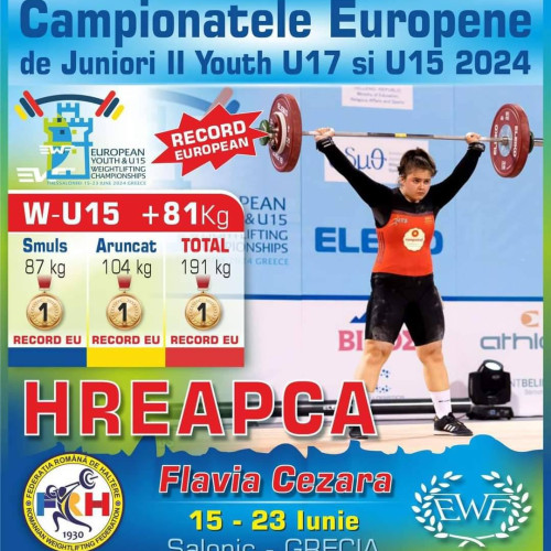 Noi medalii și recorduri obținute de sportivii români la Campionatele Europene de haltere pentru juniori