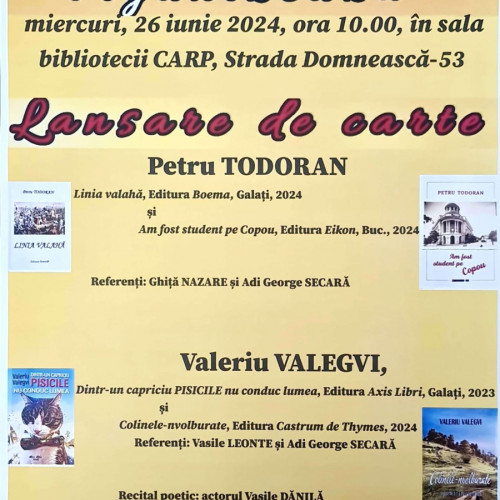 Cvadrupla lansare de carte la Casa de Ajutor Reciproc a Pensionarilor din Galați