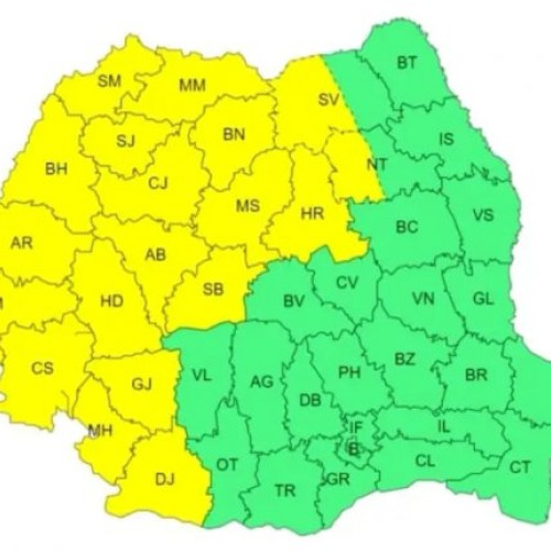 ANM a emis o avertizare cod galben de ploi și vijelii