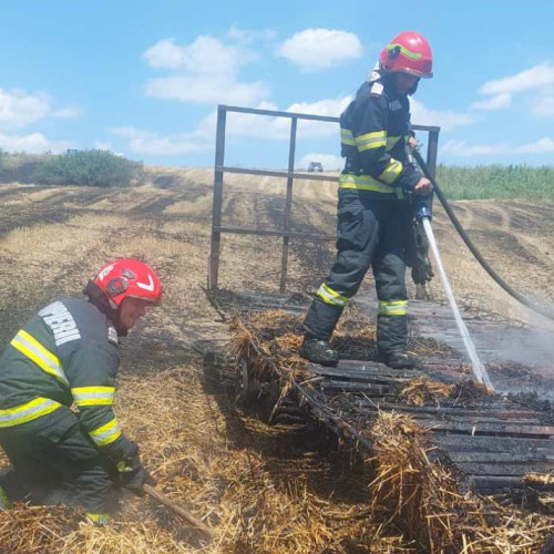Incendiu de proporții la Buzeni: Peste cinci tone de furaje și 1000 de metri pătrați de vegetație arși