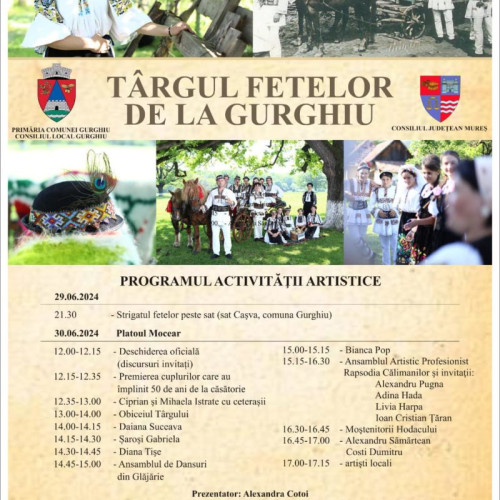 Evenimentul tradițional "Târgul Fetelor de la Gurghiu" are loc astăzi în județul Mureș
