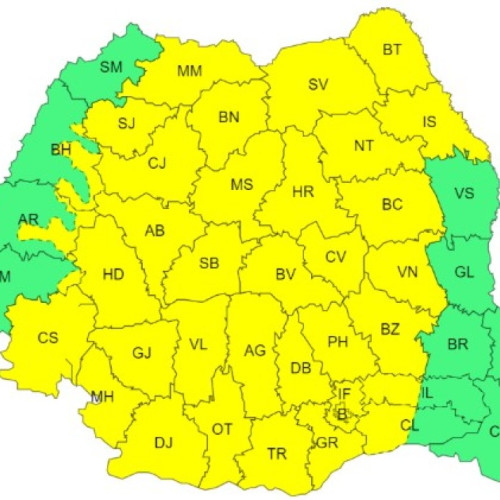 Cod Galben de instabilitate atmosferică și disconfort termic în județul Botoșani