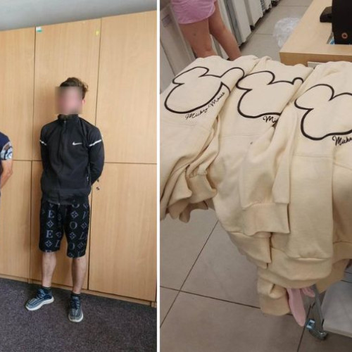 Doi tineri prinși de polițiștii locali din Bacău în timp ce furau haine de pe strada Milcov