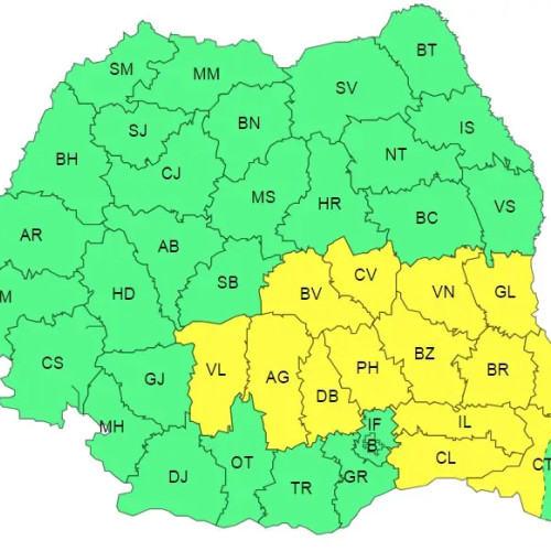 Avertizare meteo pentru nordul și estul Munteniei: ploi torențiale și grindină