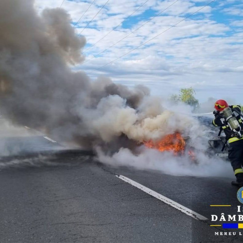 Incendiu auto în localitatea Văcărești, intervenția promptă a pompierilor