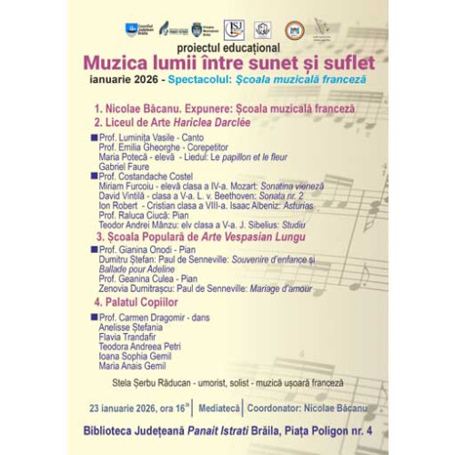 Eveniment cultural dedicat muzicii franceze la Brăila