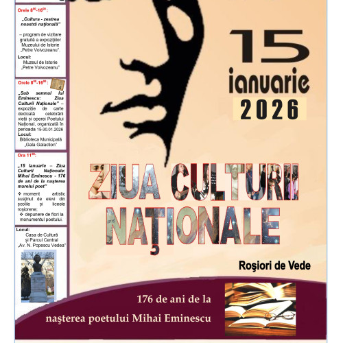 Roșiori de Vede celebrează Ziua Culturii Naționale pe 15 ianuarie