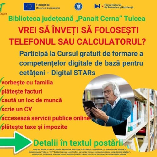 Biblioteca Județeană din Tulcea lansează cursuri gratuite de competențe digitale