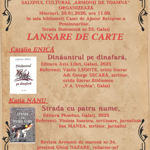 Lansare de carte la Salonul cultural "Armonii de toamnă" din Galați