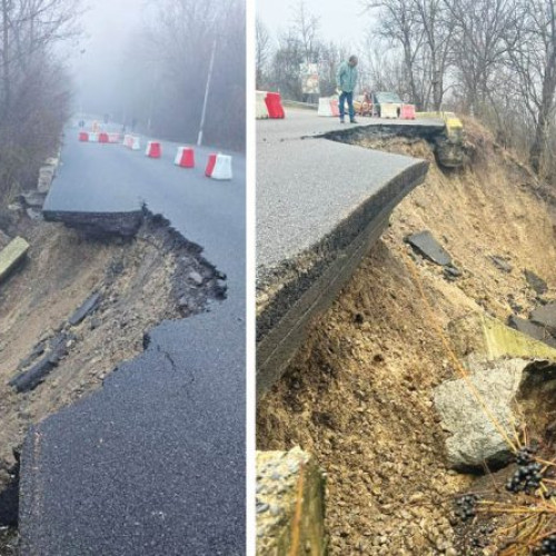 Drum prăbușit parțial, în municipiul Câmpina, din cauza unei alunecări de teren