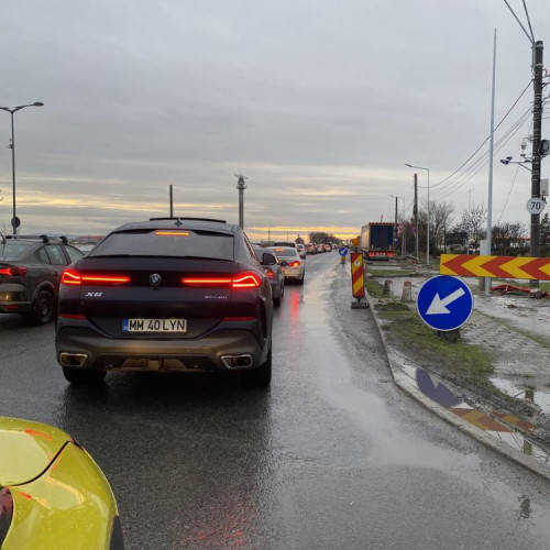 Aglomerație kilometrică pe DN 1C la intrarea în Baia Mare