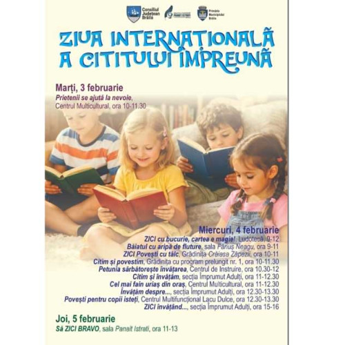 Biblioteca Județeană Brăila celebrează Ziua Internațională a Cititului cu Voce Tare