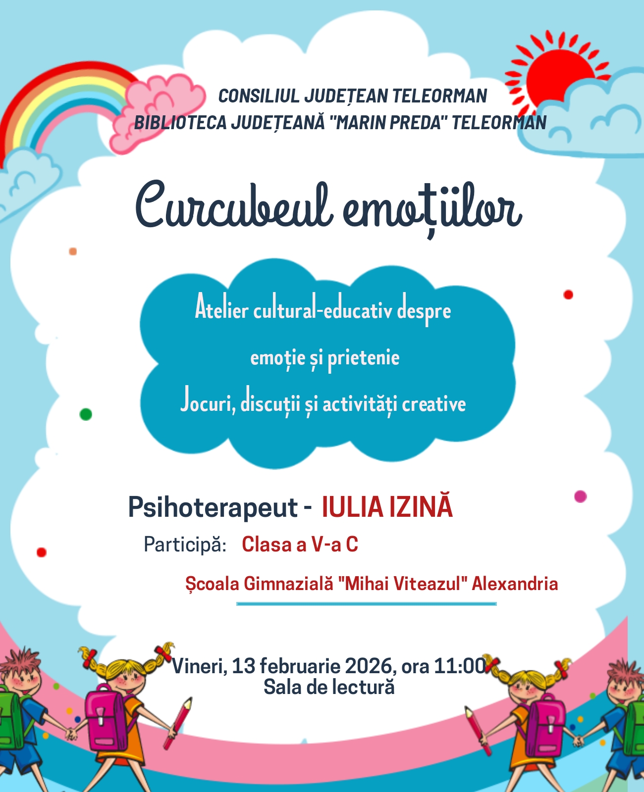Eveniment cultural dedicat copiilor la Biblioteca Județeană „Marin Preda”