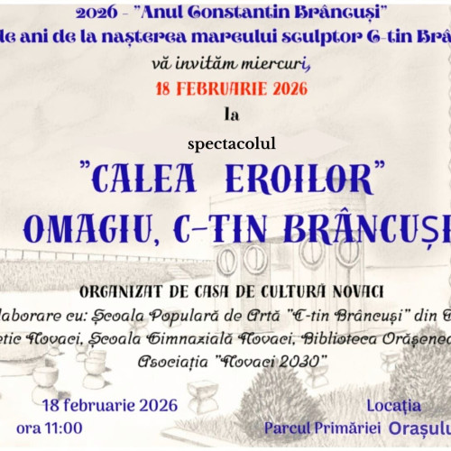 Novaci celebrează 150 de ani de la nașterea lui Constantin Brâncuși