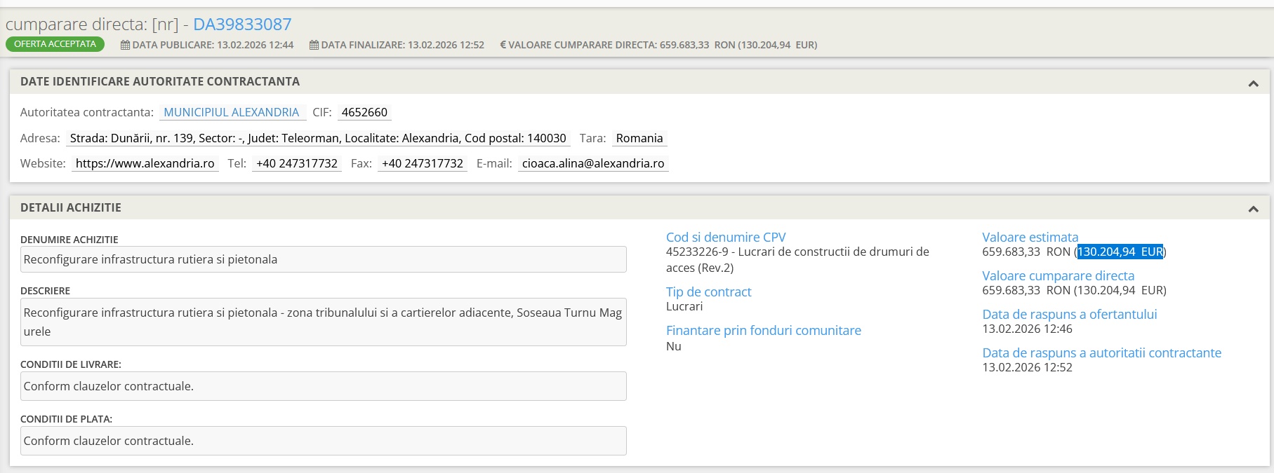 Nae Tatu câștigă un nou contract valoros pentru reconfigurarea drumului din Alexandria