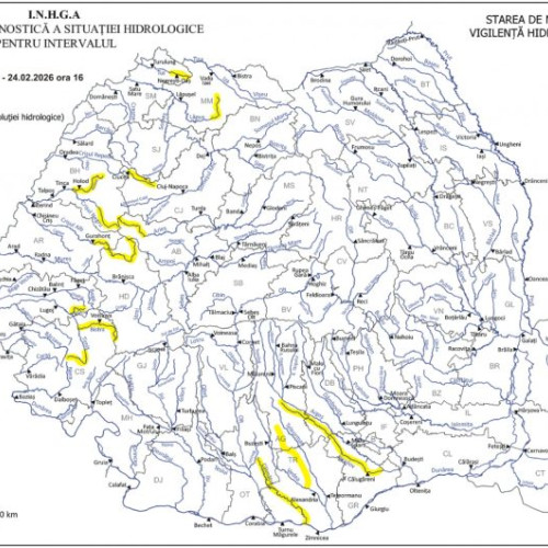 Cod galben de inundații pe mai multe râuri din România